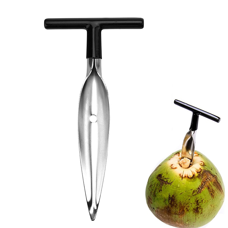 Stainless Steel Coconut Opener & Scraper Knife - Easy Coconut Punch Opener Tool