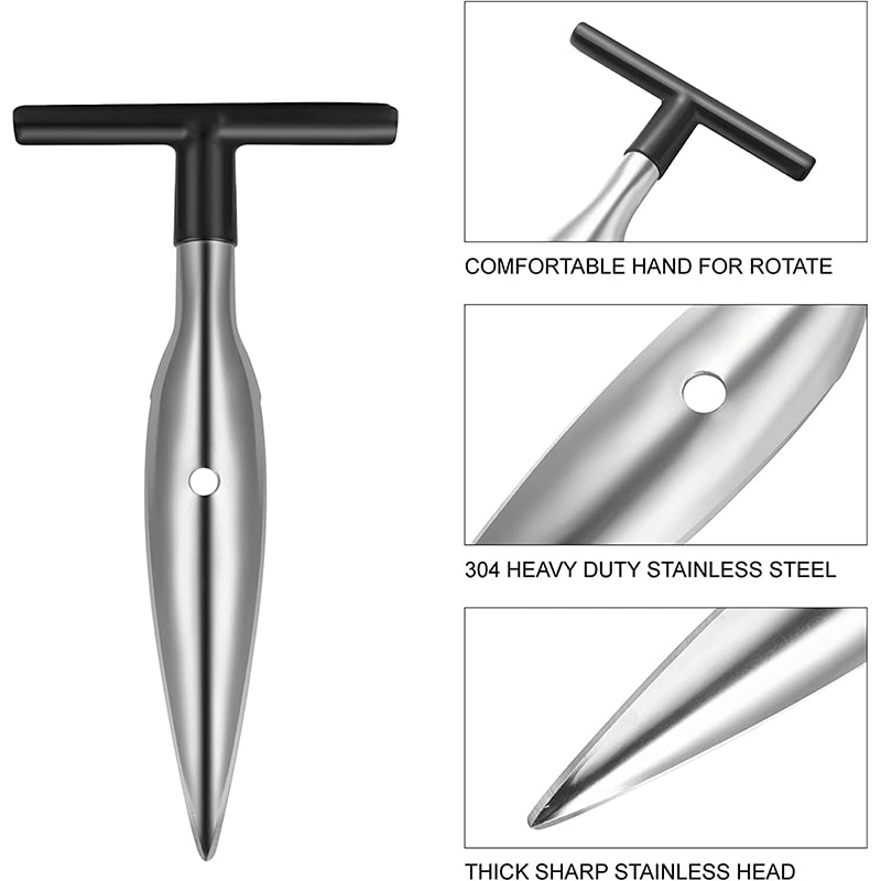 Stainless Steel Coconut Opener & Scraper Knife - Easy Coconut Punch Opener Tool