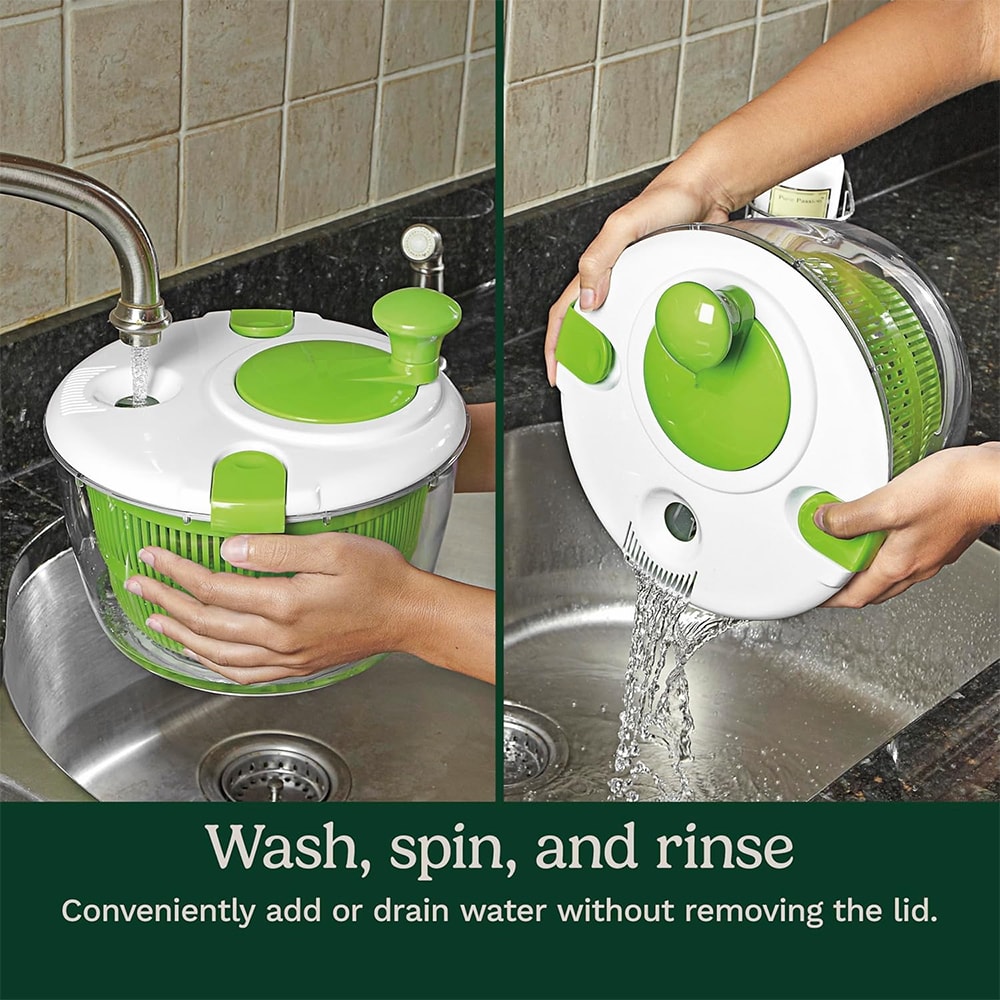 Large Salad Spinner Vegetable Washer Drainer And Strainer With Bowl MultiUse Lettuce Spinner 2