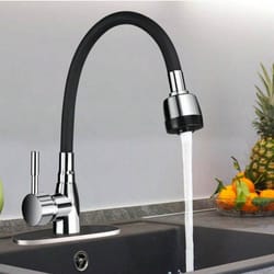 modern stainless steel kitchen faucet with silicone hose – adjustable, ceramic valve core, no electricity required