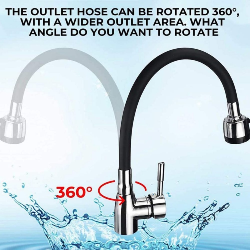Modern Stainless Steel Kitchen Faucet With Silicone Hose Adjustable Ceramic Valve Core No Electric 5