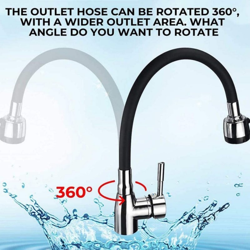 Modern Stainless Steel Kitchen Faucet With Silicone Hose Adjustable Ceramic Valve Core No Electric 5