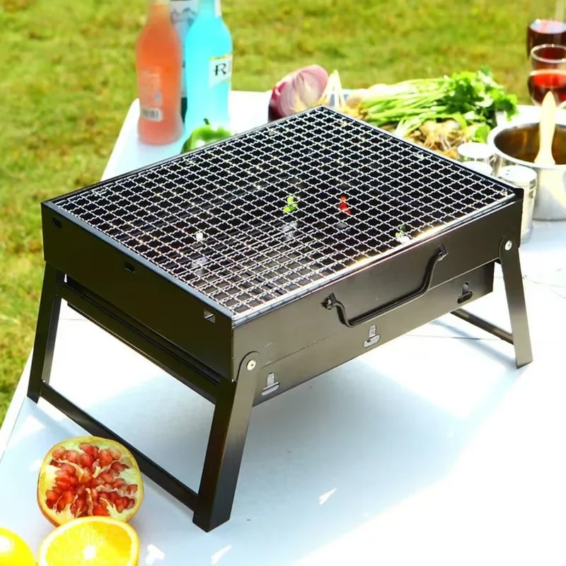 Portable BBQ Charcoal Grill Kit Stainless Steel Mini BBQ Tool Set For Outdoor Cooking Camping And 1