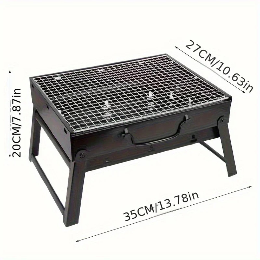 Portable BBQ Charcoal Grill Kit Stainless Steel Mini BBQ Tool Set For Outdoor Cooking Camping And 3