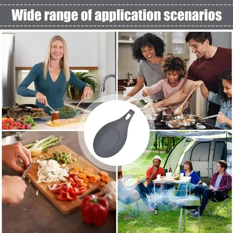 HeatResistant Silicone Spoon Rest And Spatula Holder Durable Kitchen Utensil Tray 3