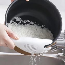 rice sieve spoon kitchen drain colander with handles - multi-purpose strainer for rice, grains & more – easy drainage