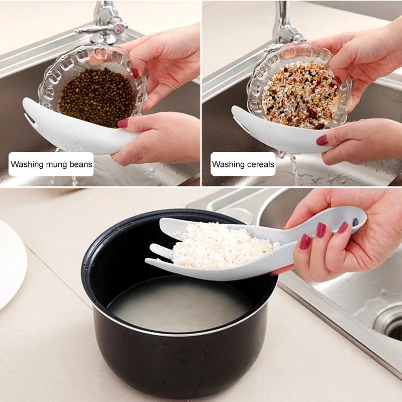 Rice Sieve Spoon Kitchen Drain Colander With Handles Multipurpose Strainer For Rice Grains More 2