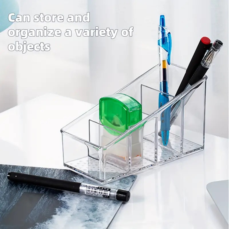 Clear Remote Control Holder With Divided Compartments MultiPurpose Organizer For Home Office 1