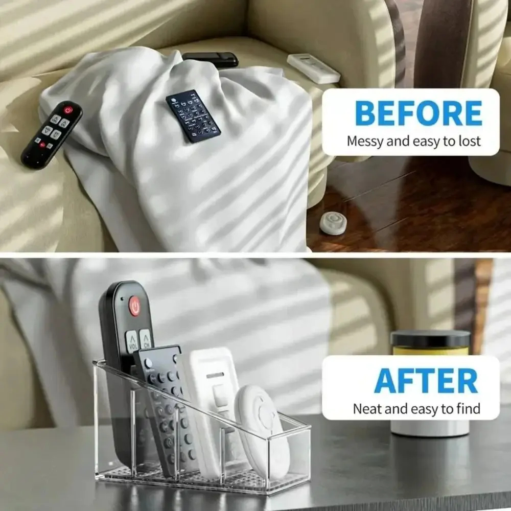 Clear Remote Control Holder With Divided Compartments MultiPurpose Organizer For Home Office 4