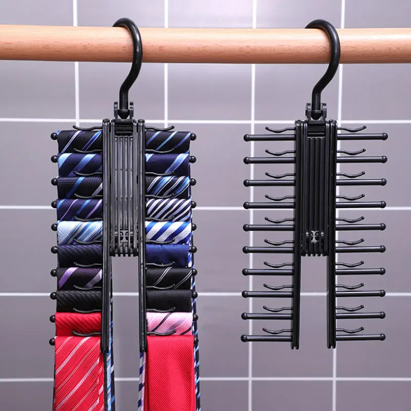 Adjustable Rotating Tie Storage Rack MultiUse Household Organizer For Ties Scarves And Belts 0