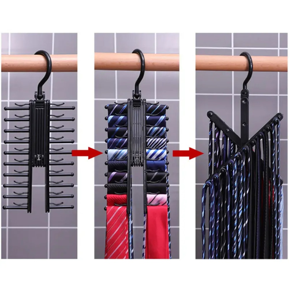 Adjustable Rotating Tie Storage Rack MultiUse Household Organizer For Ties Scarves And Belts 2