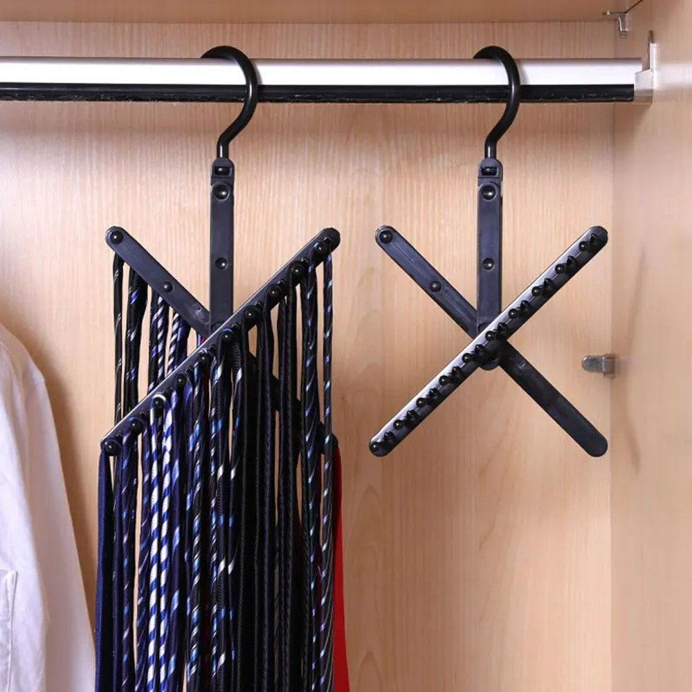 Adjustable Rotating Tie Storage Rack MultiUse Household Organizer For Ties Scarves And Belts 5