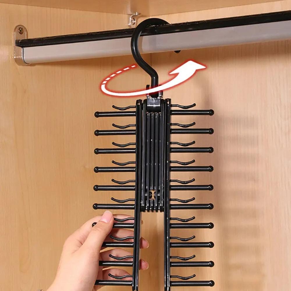 Adjustable Rotating Tie Storage Rack MultiUse Household Organizer For Ties Scarves And Belts 4