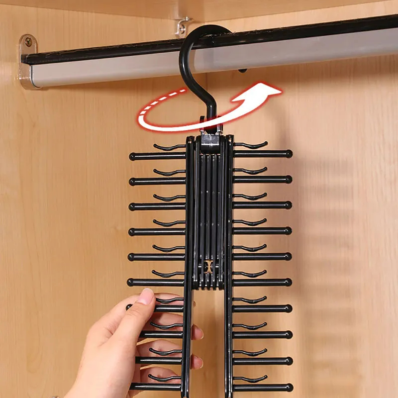 Adjustable Rotating Tie Storage Rack MultiUse Household Organizer For Ties Scarves And Belts 4