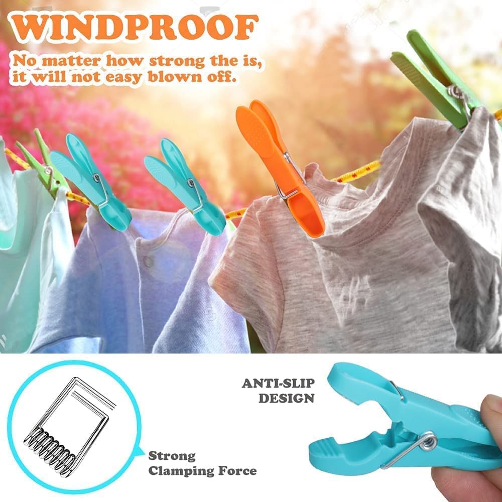 Plastic Laundry Clips Durable MultiPurpose Clothespins For Drying Clothes Towels And Food Storage 3