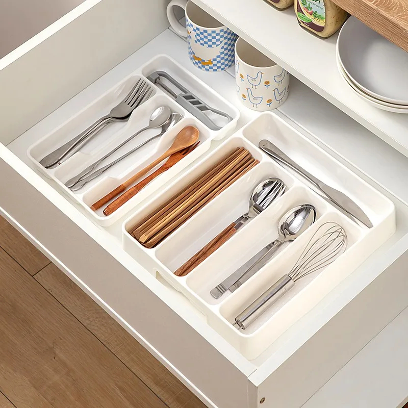 Kitchen Drawer Organizer Divided Storage Box For Tableware Chopsticks Forks Knives 3