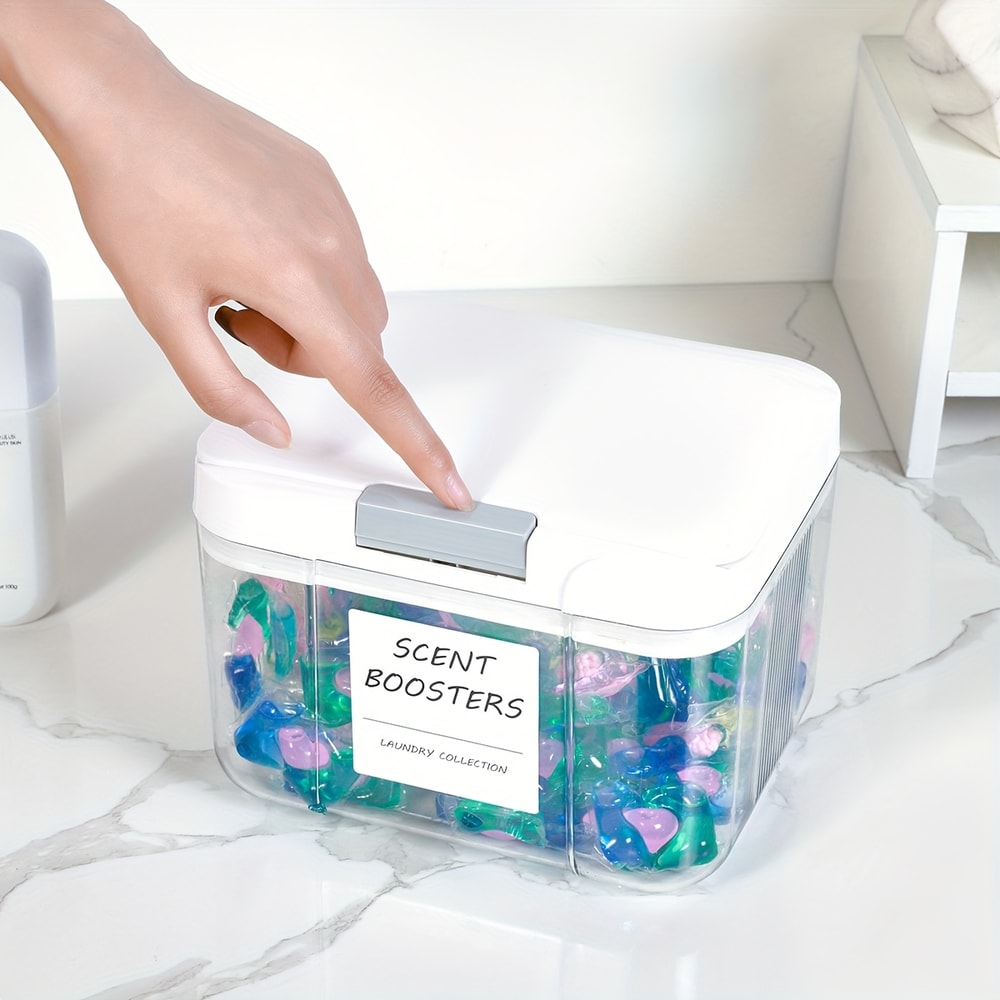 Laundry Pod Holder With Lid Large Capacity Sealed Laundry Pod Container With Automatic PopUp Conve 1