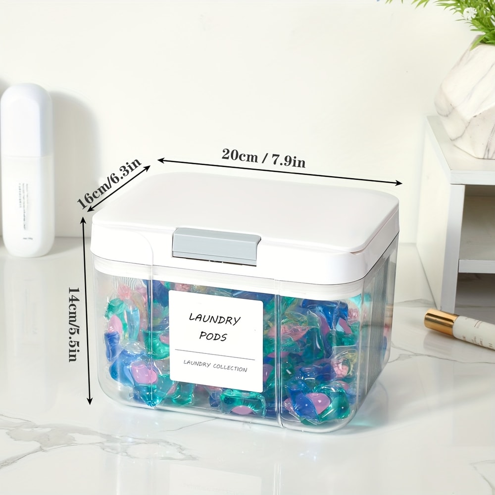 Laundry Pod Holder With Lid Large Capacity Sealed Laundry Pod Container With Automatic PopUp Conve 3