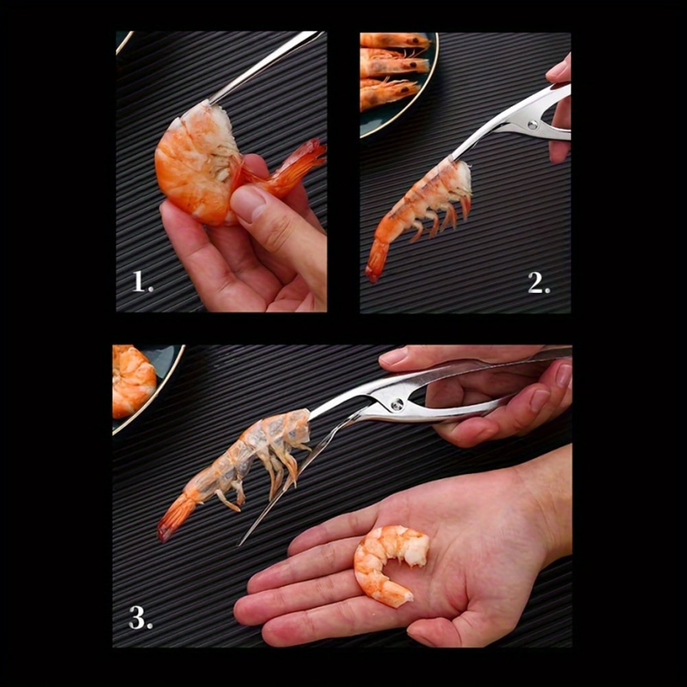 Stainless Steel Shrimp Deveiner Tool Easy Shell Removal With Ergonomic Fishbone Design For Seafood 4