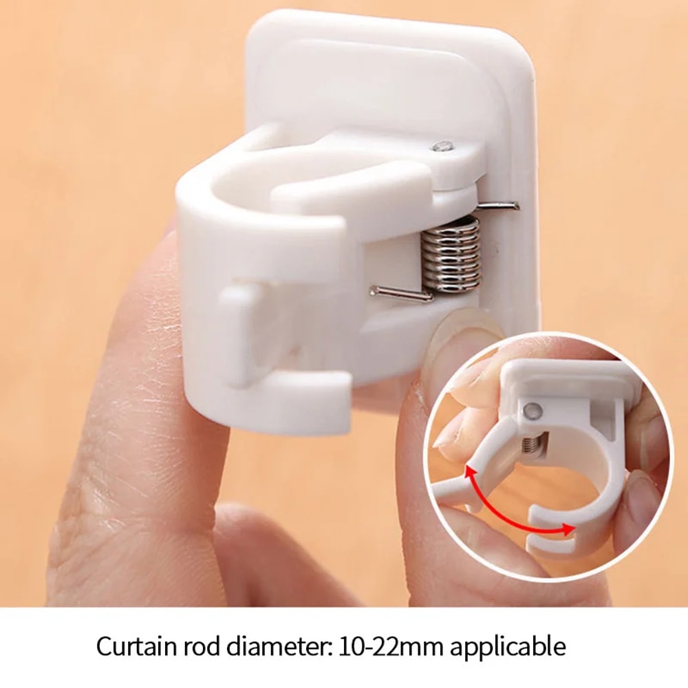 Adjustable Curtain Rod Clips SelfAdhesive Wall Bracket Holder For Easy NailFree Installation 5