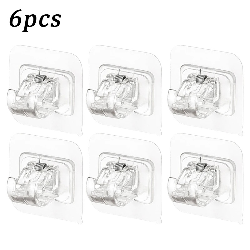 Adjustable Curtain Rod Clips SelfAdhesive Wall Bracket Holder For Easy NailFree Installation 4