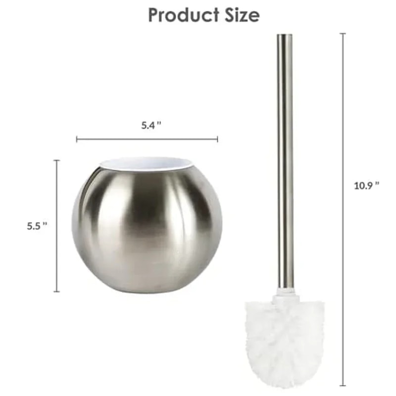 Ergonomic Stainless Steel Toilet Brush And Holder Set For Bathroom 2