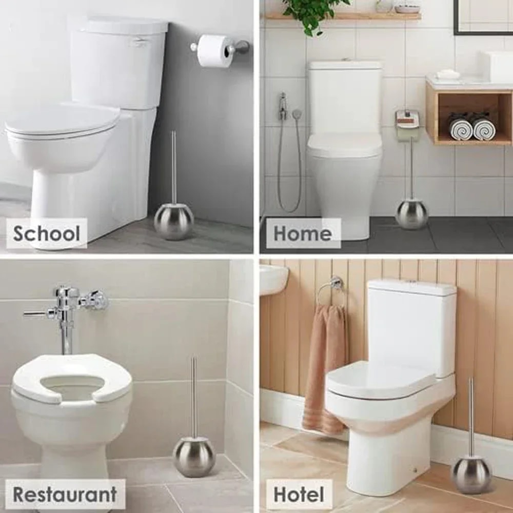 Ergonomic Stainless Steel Toilet Brush And Holder Set For Bathroom 4