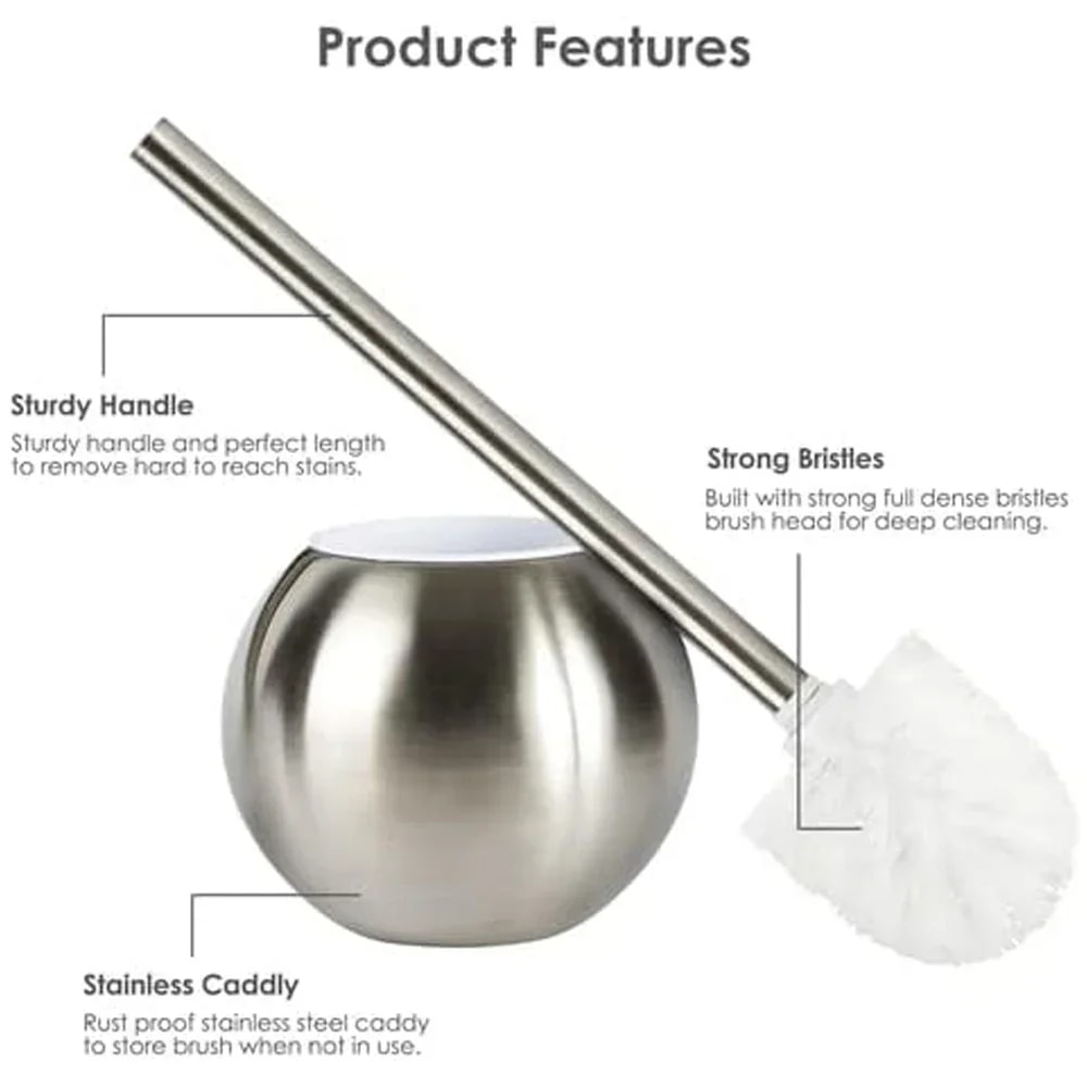 Ergonomic Stainless Steel Toilet Brush And Holder Set For Bathroom 5