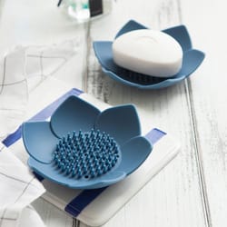 silicone lotus soap dish – creative, non-perforated soap storage box for bathroom and home use