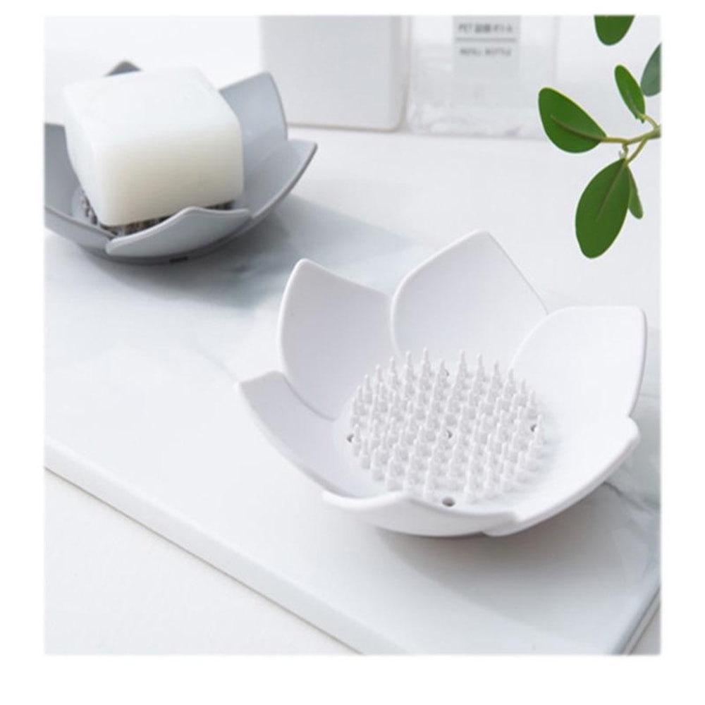 Silicone Lotus Soap Dish Creative NonPerforated Soap Storage Box For Bathroom And Home Use 3