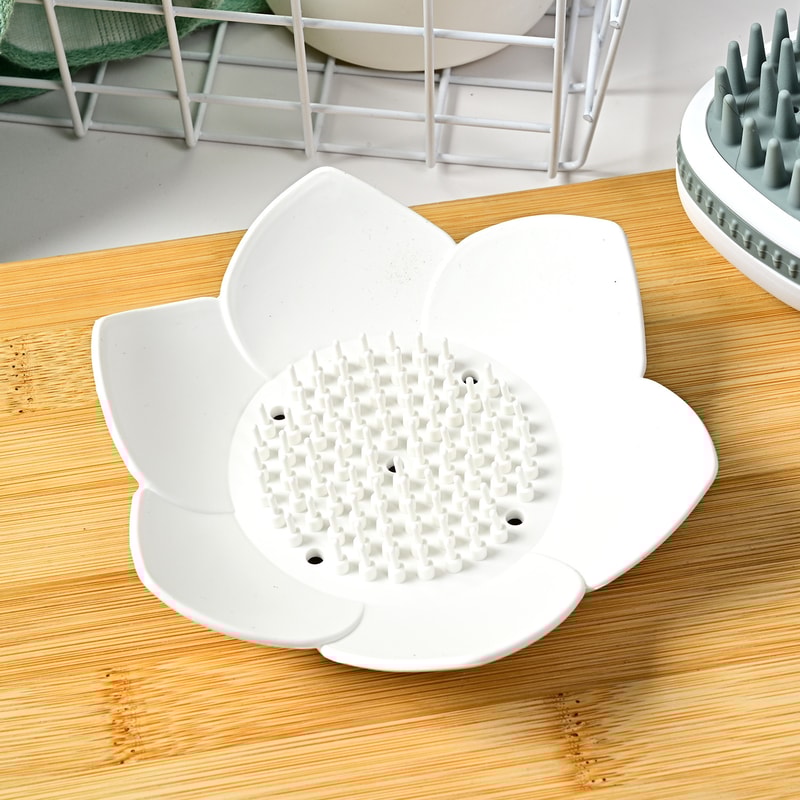Silicone Lotus Soap Dish Creative NonPerforated Soap Storage Box For Bathroom And Home Use 4