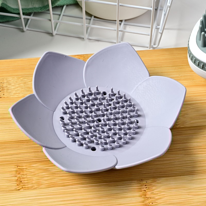 Silicone Lotus Soap Dish Creative NonPerforated Soap Storage Box For Bathroom And Home Use 7