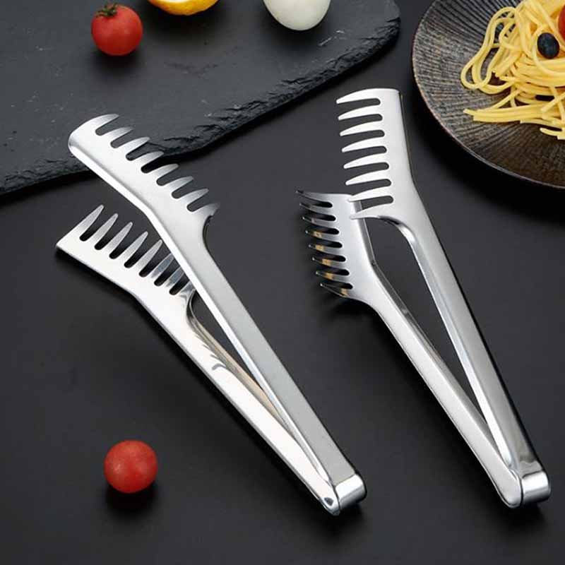 Multifunctional Stainless Steel Food Clip BBQ Tongs Pasta Fork For Kitchen Barbecue Use 4