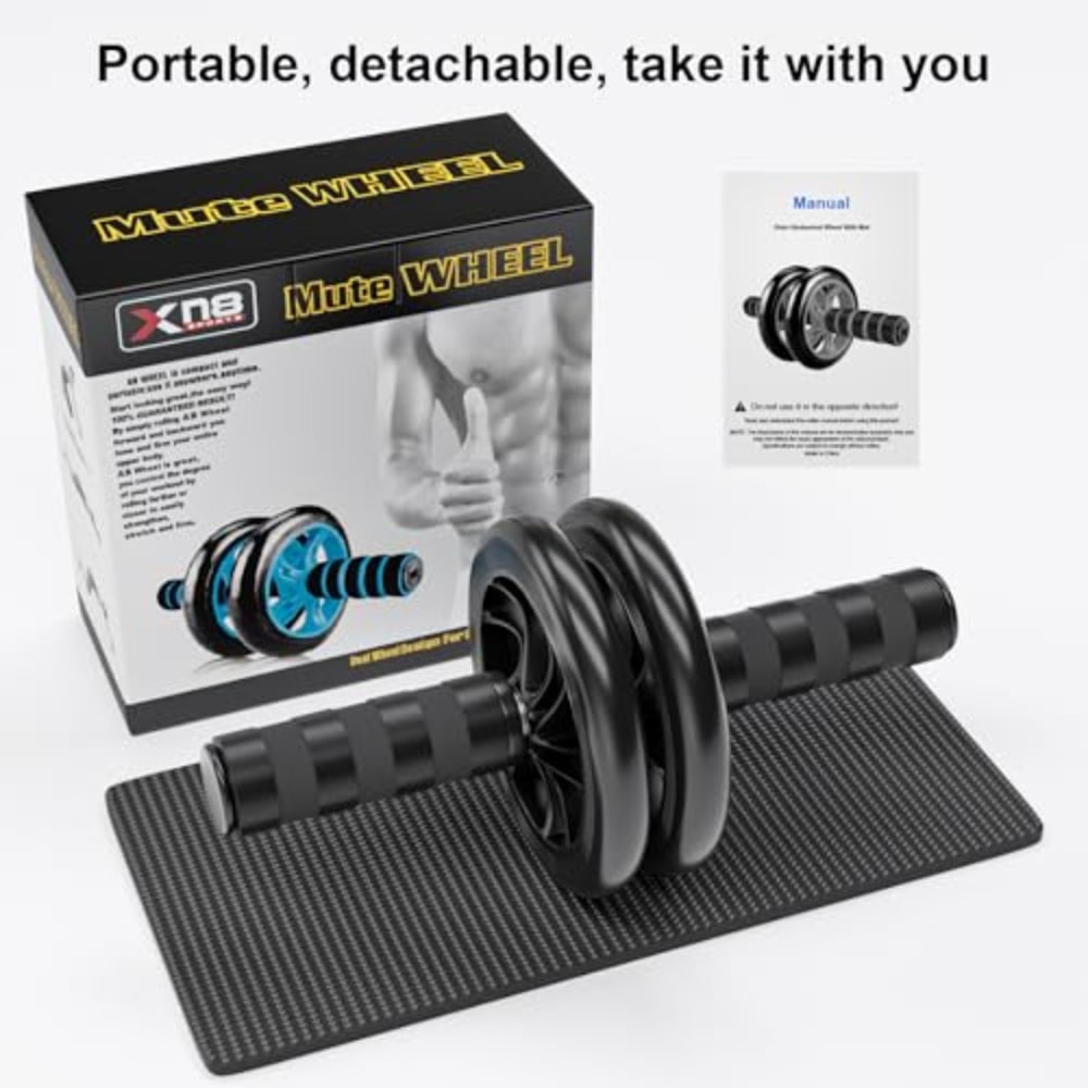 Adjustable Resistance Abdominal Wheel Roller for Core Strengthening - Non-Slip Grip Fitness Equipment