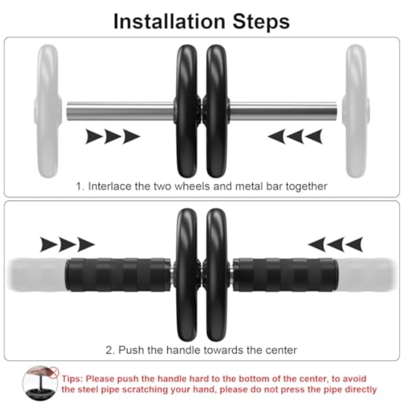 Adjustable Resistance Abdominal Wheel Roller for Core Strengthening - Non-Slip Grip Fitness Equipment