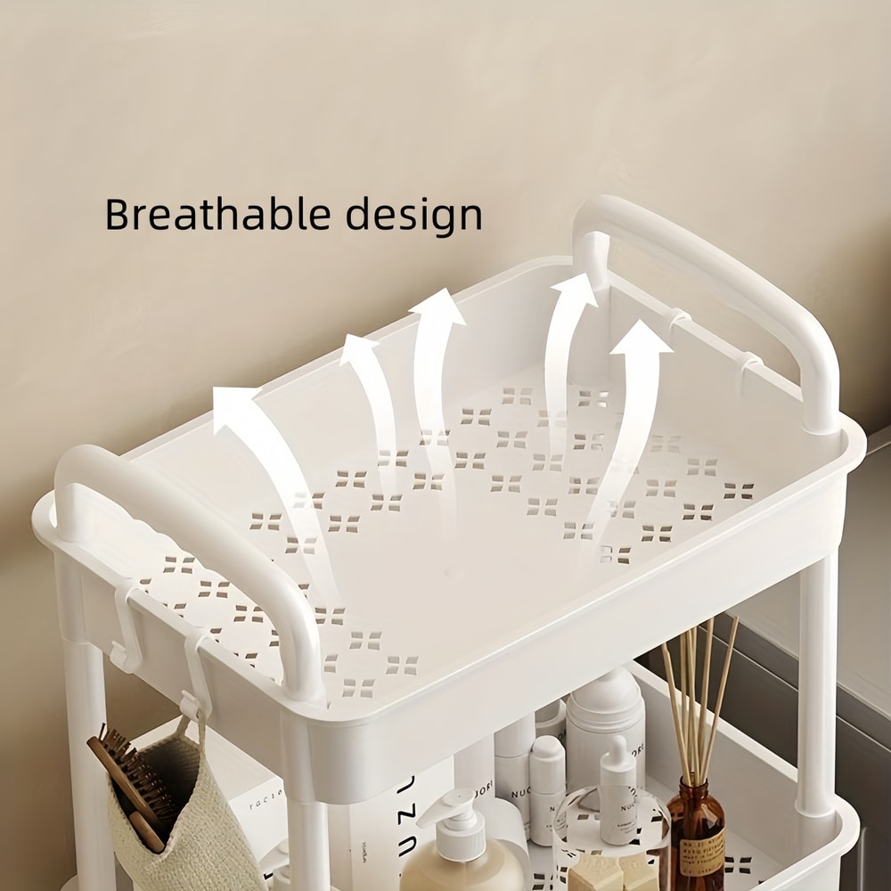 Small Rolling Storage Cart Multifunctional DoubleLayer Storage Rack For Kitchen Bathroom 4