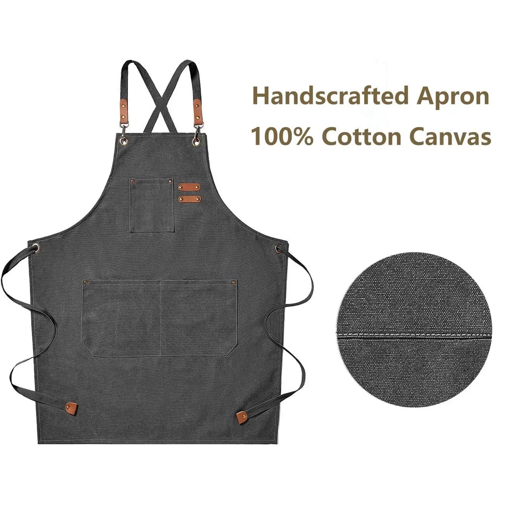 Fashionable Canvas Apron For Men Women Perfect For Chefs Grills Restaurants Bars Cafes Beauty St 2