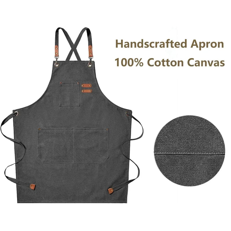 Fashionable Canvas Apron For Men Women Perfect For Chefs Grills Restaurants Bars Cafes Beauty St 2