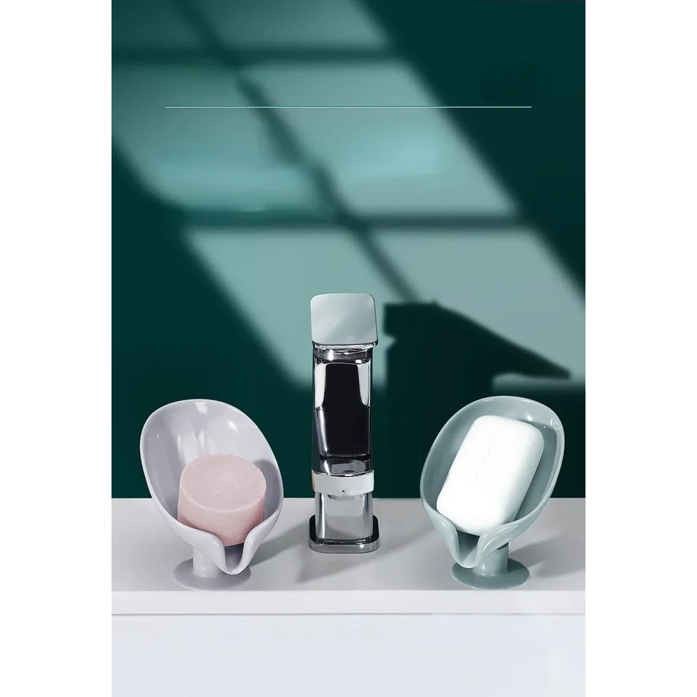 Creative LeafShaped Soap Box For Bathroom WaterFree Storage Tray With Sucker For Easy Placement 0