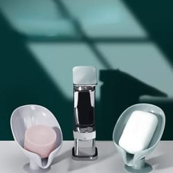 creative leaf-shaped soap box for bathroom – water-free storage tray with sucker for easy placement