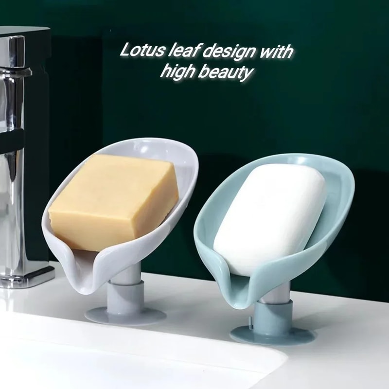 Creative LeafShaped Soap Box For Bathroom WaterFree Storage Tray With Sucker For Easy Placement 1
