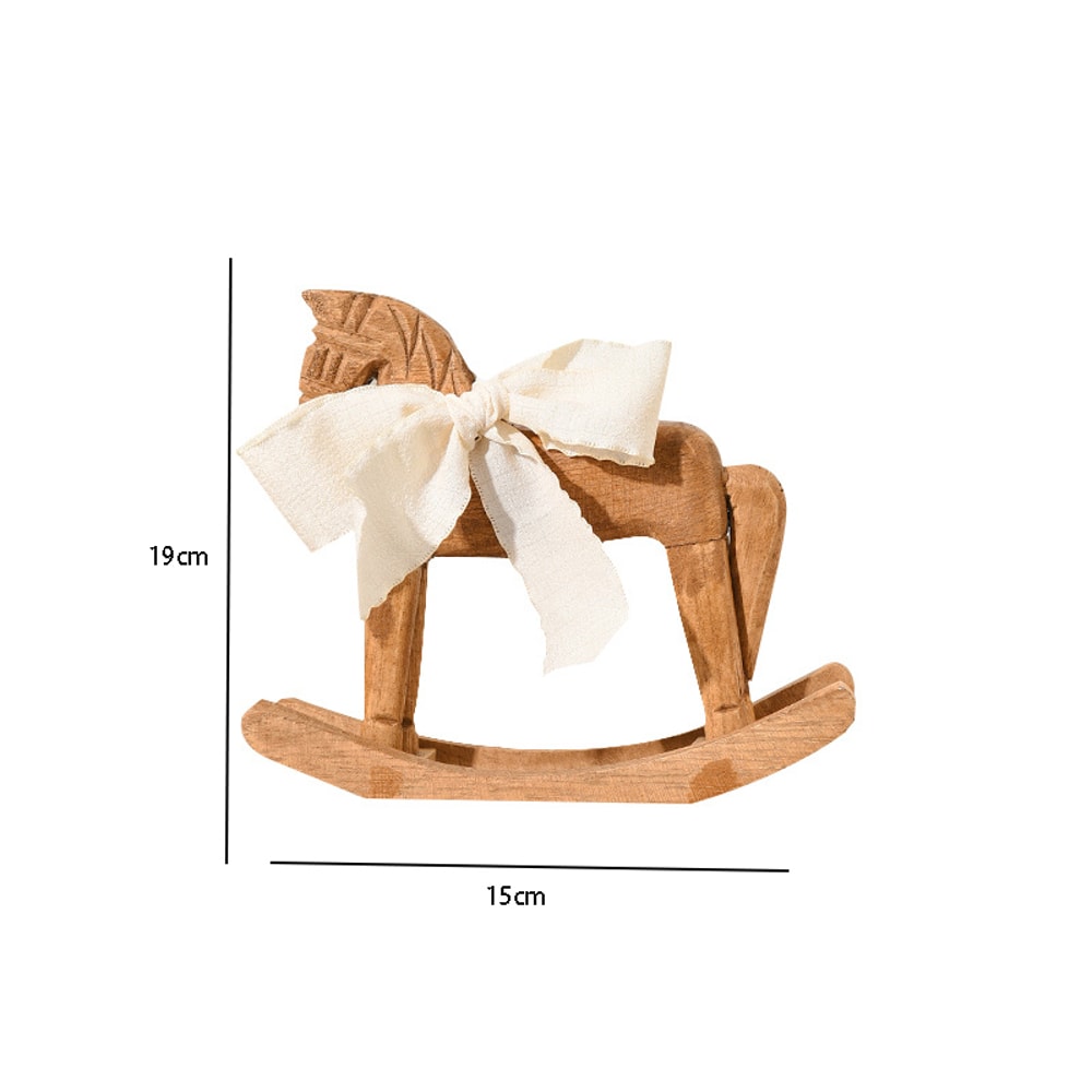 Hand Carved Wooden Horse Rocking Ornament Retro Desktop Decoration For Friends Commemorative Gift 3