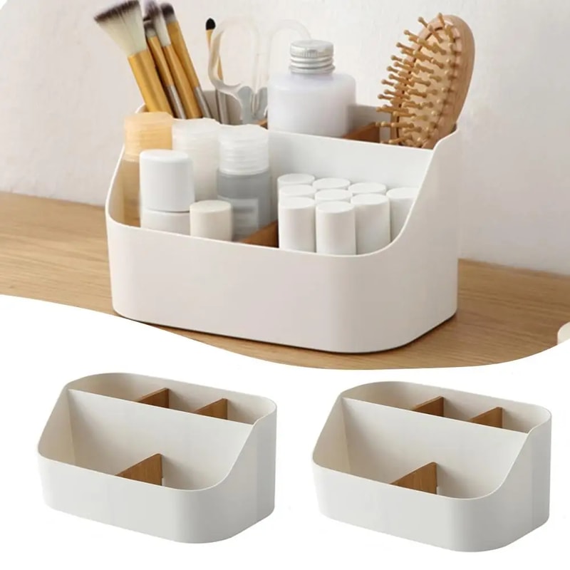 Desk Storage Box Organizer Plastic Office Supplies Makeup Organizer With Dividers For Home Offic 1