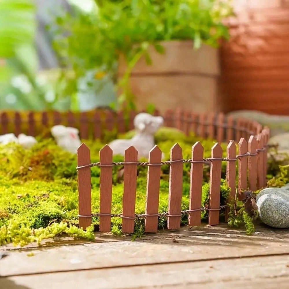 Mini Wooden Fence For Fairy Garden Micro Landscape Flower Pot Accessory 4