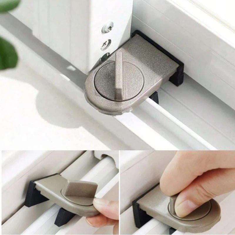 Adjustable Aluminum Alloy Sliding Door Window Safety Lock AntiTheft Lock Window Stopper Child Pro 2