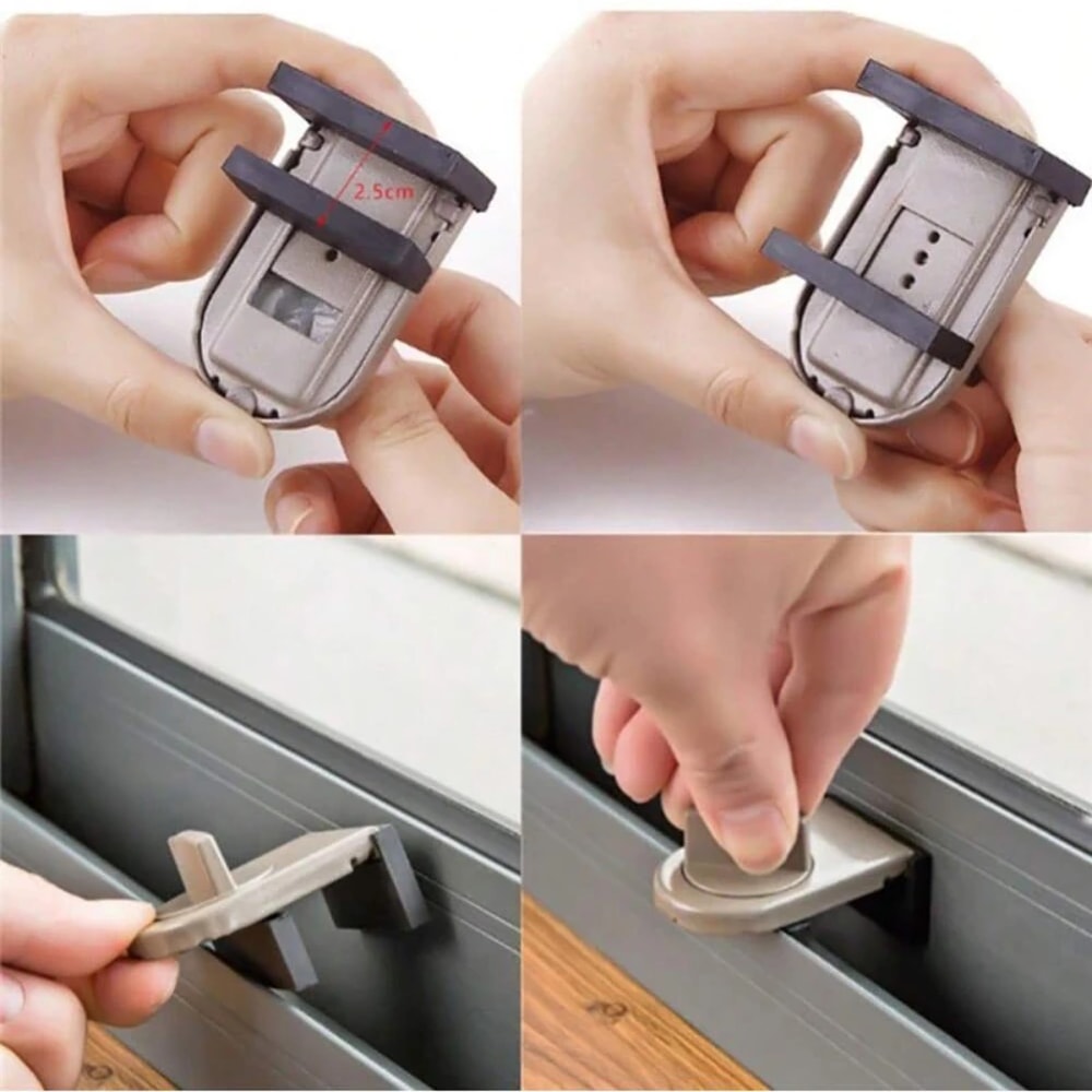 Adjustable Aluminum Alloy Sliding Door Window Safety Lock AntiTheft Lock Window Stopper Child Pro 3