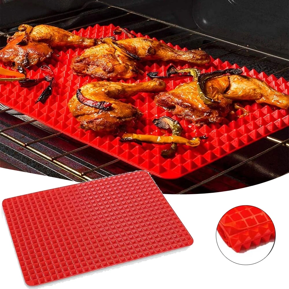 NonStick Silicone Baking Mat With Grid HeatResistant Versatile BBQ Oven Mat 2
