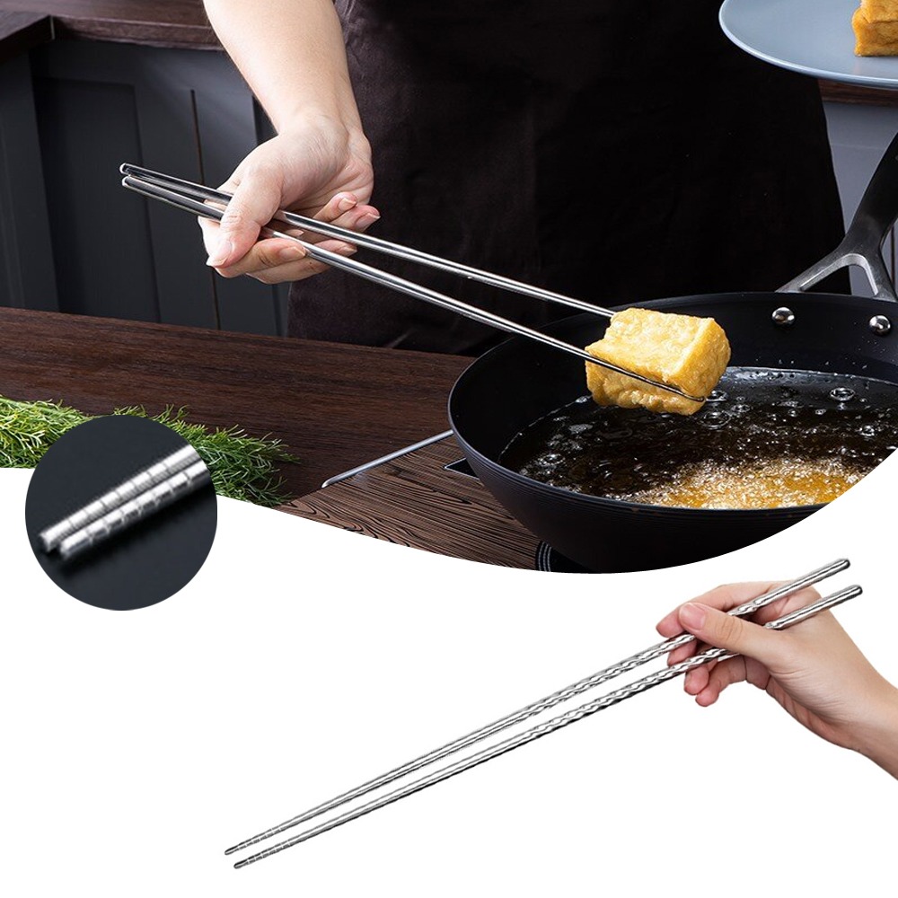 Stainless Steel Extra Long Cooking Chopsticks For Frying Noodles And Sushi AntiSlip Kitchen Utensi 1