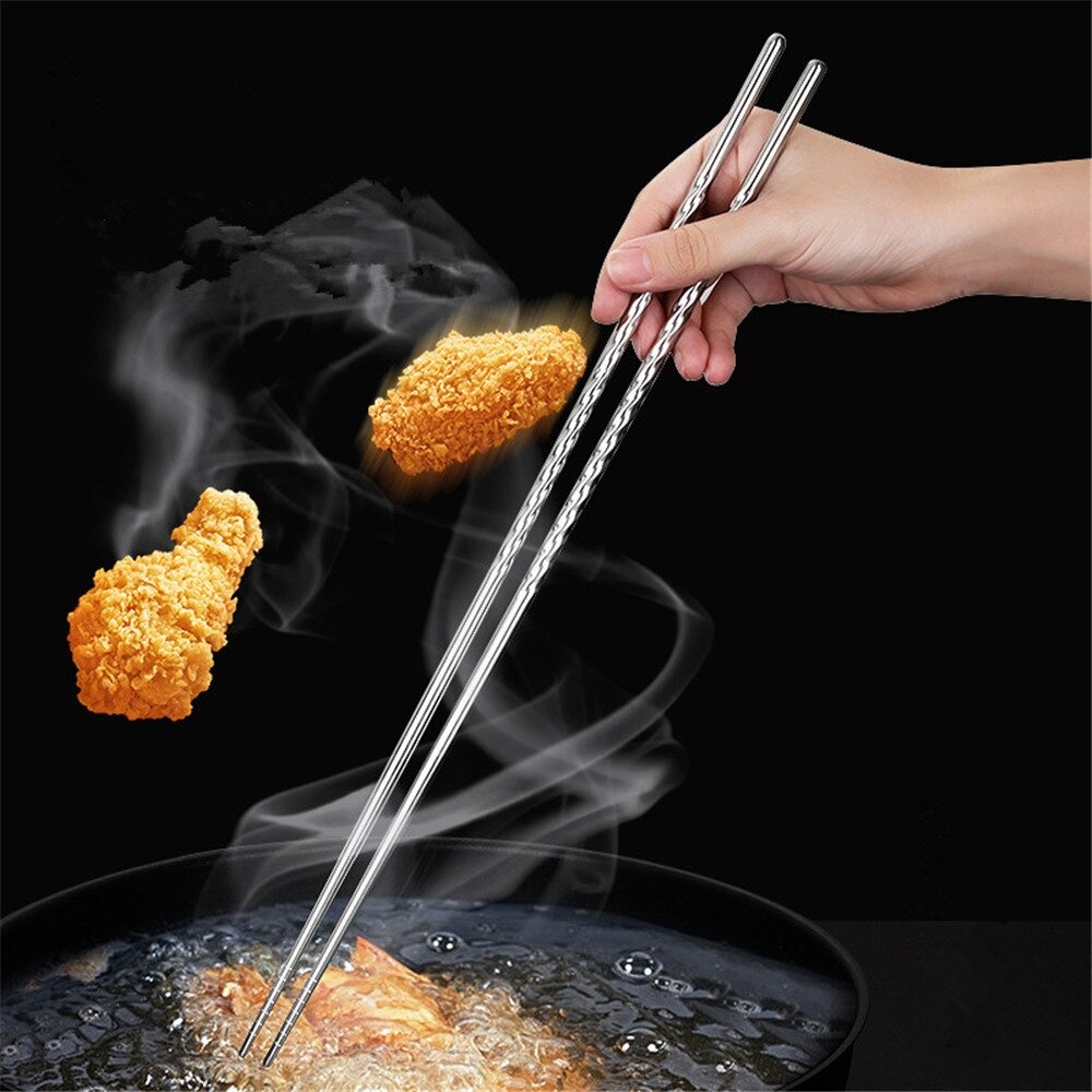 Stainless Steel Extra Long Cooking Chopsticks For Frying Noodles And Sushi AntiSlip Kitchen Utensi 2