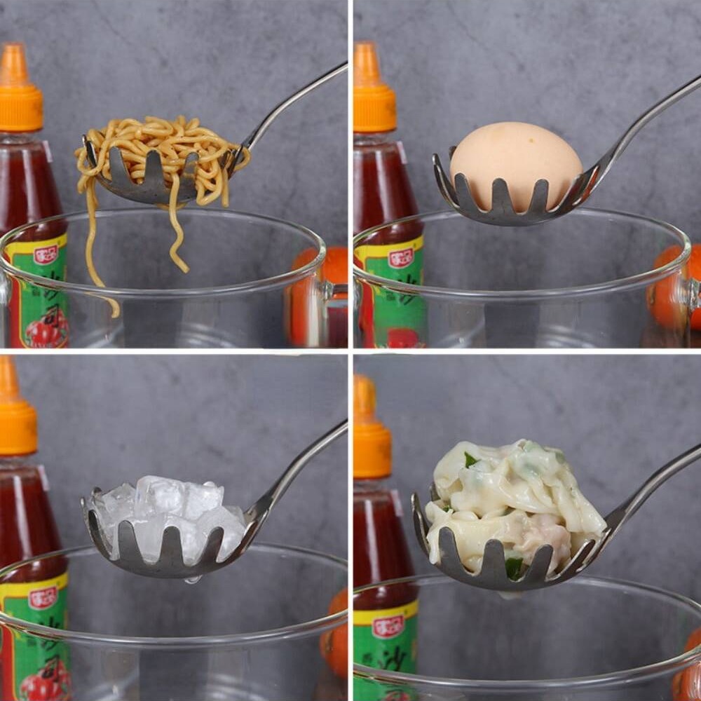 Stainless Steel Multifunctional Noodle Spoon Strainer The Ultimate Pasta Colander For Effortless 4